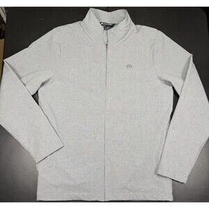 Travis Mathew Men’s M Gray Full Zip Jacket Lightweight Guitar Print Pattern Golf